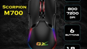 SCORPION-M700 Scorpion M700 RGB Gaming Mouse Genius Scorpion M700 RGB Gaming Mouse - Adjustable DPI 800/1600 /2400/3200/4800/7200 - Wired USB Interface -  1.8m Braided Cable - 6 Customizable Buttons