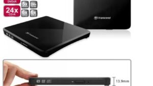 Transcend 8K Extra Slim Portable DVD Writer Optical Drive (TS8XDVDS-K) ; Burner CD DVD +/-RW Reader ; DVD Player for Laptop Mac MacBook PC Windows Linux OS 8K External Portable DVD Writer Reader