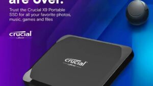 CRU-EXT-SSD-X9-1T Crucial X9 1TB Portable SSD 1050MBs USB C Crucial X9 1TB Portable SSD - Reads up to 1050MB/s - Lightweight and Small Storage for backups