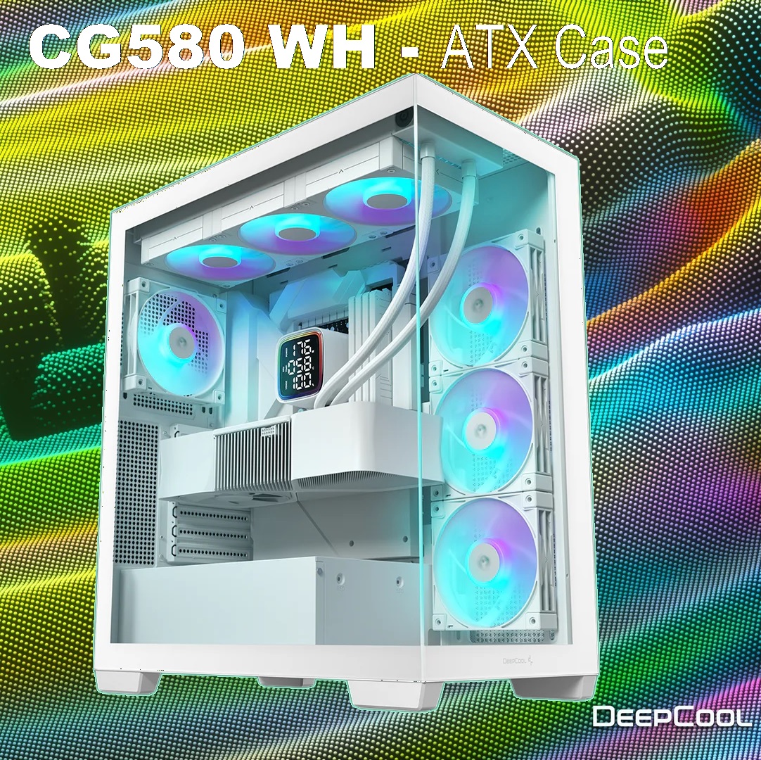 R-CG580-WHNDA0-G-1 CG580 Gaming ATX White PC Case Panoramic DeepCool CG580 Gaming ATX White PC Case Panoramic View Tempered Glass - Supports  ITX