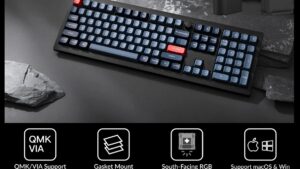 V6M-D1 QMK VIA Wireless Custom Mechanical Keyboard Keychron V6 Max QMK/VIA Wireless Mechanical Fully Customizable Keyboard with Programmable Knob ; 2.4 GHz or Bluetooth 5.1 Connectivity for up to Three Devices ; Type-C & Type-A Dual Receivers ; Double-shot PBT ; Gasket Mount ; RGB LED ; Hot-swappable Gateron Jupiter Red Switch 