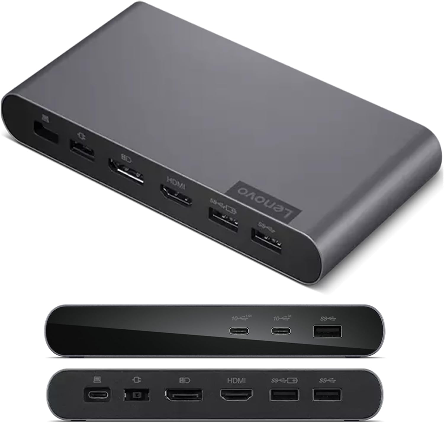 40B30090US Lenovo Docking Station USB-C Universal Lenovo Docking Station USB-C Universal Business Dock – Dual Display (1 DP 1.4 & 1 HDMI 2.0) – 65W Charging for Laptop (90W Power Adapter Included) – 3X USB-A & 2X USB-C Ports – Windows Compatible