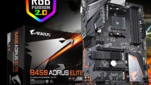 GIG-B450-AORU-EL Motherboard GIGABYTE B450 AORUS ELITE AM4 AMD GIGABYTE B450 AORUS ELITE AM4 AMD B450 SATA 6Gb/s USB 3.1 HDMI ATX AMD Motherboard  - Supports AMD Ryzen with Radeon Vega Graphics processors + 3rd Gen Ryzen™/ 2nd Gen Ryzen™/ 1st Gen Ryzen -  Dual M.2 with One Thermal Guard