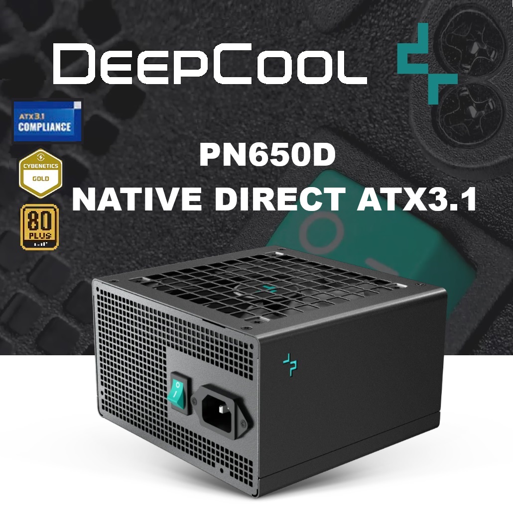 R-PN650D-FC0B-EU PN650D PSU 650W 80 Plus Gold Non-Modular DeepCool PN650D PSU 650W ATX 3.1 &PCIe 5.1 Standard 80 Plus Gold efficiency; Dedicated 12V-2x6