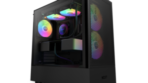 NZXT H5 Flow RGB Compact ATX Mid-Tower PC Gaming Case – CC-H51FB-R1 - High Airflow Perforated Front Panel – Tempered Glass Side Panel – Cable Management – 2 x F140 RGB Core Fans – Black