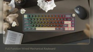 RKR65-PHANTOM-BROWN R65 Mechanical Gaming Keyboard Brown Switch RK ROYAL KLUDGE R65 Wired Mechanical Gaming Keyboard with Volume Knob and QMK & ViA RGB Backlit Programmable Keyboard Gasket Mount with PBT Keycaps