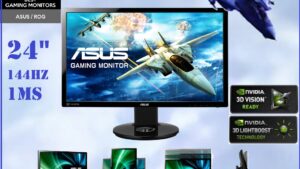 ASUS-VG248QE 24 inch 144Hz 1ms Gaming Monitor with Speakers ASUS VG248QE 24" Full HD 1920 x 1080 1ms (GTG) 144Hz DVI-D HDMI DisplayPort Built-in Speakers Asus Eye Care with Ultra Low-Blue Light & Flicker-Free Backlit LED NVIDIA 3D Gaming Monitor