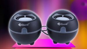 Kisonli S-999 Computer Speakers Bass Stylish USB Speaker - 3.5mm Jack Interface & USB for power -  70-20000 Hz Frequency Range - Two Bubble Speakers - Black Bass Computer Speakers USB Speaker