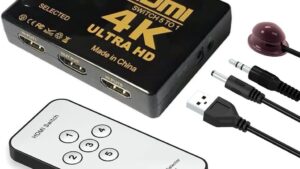 4K HDMI Switch 5 Port Video Switcher Supports 3D Full 1080P Ultra HD HDMI Splitter with IR Remote