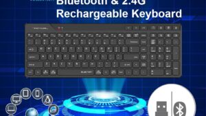 FBK27C Bluetooth or Dongle Wireless Keyboard FBK27C A4tech Bluetooth & 2.4G Rechargeable Keyboard (FBK27C AS) - Dual Connectivity