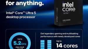 INTEL-ULTRA5-245K CPU Intel Core Ultra 5 Processor 245K LGA 1851 CPU Intel® Core™ Ultra 5 Processor 245K Arrow Lake - 14 cores (6 P-cores + 8 E-cores) up to 5.2 GHz - LGA 1851 - 125W Thermal Design Power - Intel Graphics - BOXED Desktop Processor