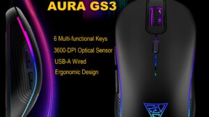 AURA-GS3-B GAMDIAS AURA GS3 RGB Wired Gaming Mouse GAMDIAS AURA GS3 RGB Wired Gaming Mouse ; 7-color Breathing RGB ; 6 Programmable Keys ; 3600 DPI Optical Sensor ; Ergonomic Design ; USB-A Wired