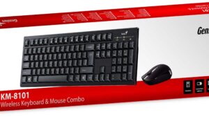 Genius KM-8101 2.4GHz Wireless Multimedia Keyboard and Mouse Combo With Dongle -  12× Multimedia FN Keys - Battery Powered - English & Arabic - Compatible Windows Mac OS - Black 