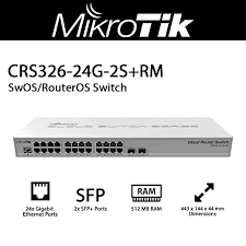 CRS326-24G-2S+RM 24-Port Gigabit Switch w 2 SFP plus MikroTic CRS326-24G-2S+RM 24-Port Gigabit Switch with 2 SFP+ Ports