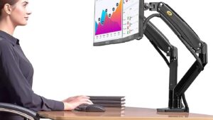 NB-F195-B Monitor Desk Mount Arm Stand fits 2 Screens NB North Bayou Dual Monitor Desk Mount Computer Monitor Arm Stand fits 2 Screens from 22" to 32'' up to 13Kg Threshold Each ; 360° rotation