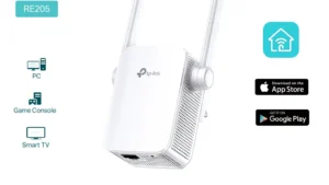 RE205 TP-Link AC750 Mesh Wi-Fi Range Extender RE205 TP-Link AC750 Mesh Wi-Fi Range Extender RE205 ; Dual Band 2.4 GHz (300 Mbps) & 5 GHz (433 Mbps) ; Wi-Fi Dead-Zone Killer ; External Antennas ; Smart Signal Indicator ; Compatible with Windows