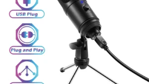 PRO-MIC-A6-TRIPOD USB Condenser Microphone with Tripod Stand USB Condenser Microphone with LED Indicator Light and Tripod Stand for Sound Recording