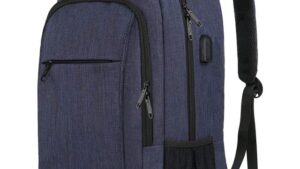 Navy-Blue Laptop Backpack USB Charging Port Navy-Blue Laptop Backpack USB Charging Port - Water Resistant -  STORAGE SPACE & Organized POCKETS  - Fits 15.6 Inch Notebook - For Travel College School 