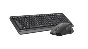 A4ech FGS1035Q 2.4G Wireless & Keyboard Mouse Set - Quiet Key Keyboard + Silent Clicks Mouse Set  - 2.4GHz Wireless - 1200-1600-2000 DPI - Right-Handed Fit Mouse - Multimedia Hot Keys - Dark Grey  Wireless Keyboard Mouse - Multimedia Hot Keys