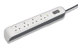 BSV400AF2M belkin 4 Outlet Surge Protection Power Strip belkin 4-outlet Surge Protection Power Strip with 2M Cord - UP TO 525 JOULES PROTECTION - UNEFFECTED BY SPIKES AND FLUCTUATIONS - THREE-LINE AC SAFETY - Damage Resistant Housing - White Grey