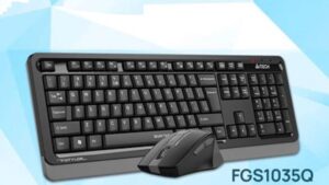 A4ech FGS1035Q 2.4G Wireless & Keyboard Mouse Set - Quiet Key Keyboard + Silent Clicks Mouse Set  - 2.4GHz Wireless - 1200-1600-2000 DPI - Right-Handed Fit Mouse - Multimedia Hot Keys - Dark Grey  Wireless Keyboard Mouse - Multimedia Hot Keys