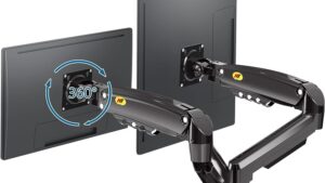Dual Monitor Desk Mount Stand Gas Spring 360 Degree Full Rotation; Computer Monitor Arm for Two Screens 17" - 27" Inch with 2~9 Kg Load Capacity for Each Display ;  F160 Dual Monitor Mount Stand 17" 27"