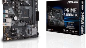 Asus Prime B450M-K AMD AM4 mATX Motherboard with LED Lighting