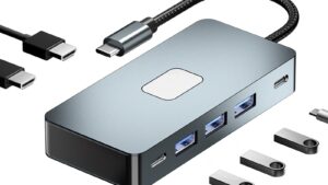 . HDMI 4K 30HZ x 2 + USB3.0 x 3 + USB-C + PD100W 2. Comply with Type C interface specifications