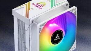 SEGOTEP Lumos Gs4 Tower CPU Air Cooler - 92mm RGB Fan + RGB Top Cover - Hydraulic Mute Bearing - 4 Copper Heatpipes - 29.35 CFM - 135mm Hight  - WHITE Tower Air Cooler RGB 4 Heatpipes