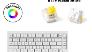 Keychron V1 QMK Fully Assembled Knob RGB Hot-Swappable Wired Custom Mechanical Keyboard ; ANSI 75% Layout  84 Keys - Keychron K Pro Banana Switch - Shell White Knob RGB Mechanical Keyboard Hot-Swappable White