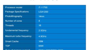 Brand Intel CPU Manufacturer Intel CPU Model Core i7 CPU Speed 2 CPU Socket LGA 1200