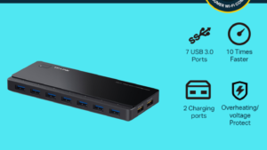 TP-Link Powered USB Hub 3.0 with 7 USB 3.0 Data Ports and 2 Smart Charging USB Ports. Compatible with Windows