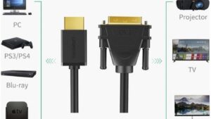 UGREEN CABLE HDMI TO DVI 1.5M HD106 11150 . Ugreen cable adapter DVI 24 + 1 pin (male) TO  HDMI (male) - FHD 60 Hz - 1.5 m - black (HD106 11150)