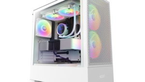 NZXT H5 Flow RGB Compact ATX Mid-Tower PC Gaming Case – CC-H51FW-R1 - High Airflow Perforated Front Panel – Tempered Glass Side Panel – Cable Management – 2 x F140 RGB Core Fans – White