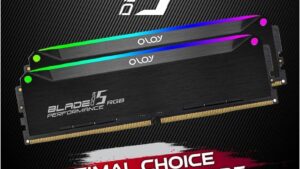 ND5U1664321BRKDA OLOy Blade DDR5 RGB RAM Kit 32GB 6400 MHz CL32 OLOy Blade DDR5 RGB RAM Kit 32GB (2x16GB) 6400 MHz CL32 (PC5 51200) 288-Pin 1.35V Gaming UDIMM Support XMP 3.0 / AMD EXPO (MD5U1664321BRKDA) - Black Hairline