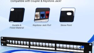 Keystone Patch Panel 24 Port 1U Rackmount or Wall Mount UTP Unloaded Patch Panel Blank for Ethernet Cables - Multimedia Patch Panel Patch Panel 24 Port Wall Mount