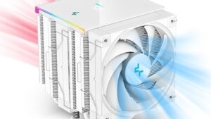 R-AK620-WHADMN-G Digital White ARGB CPU Air Cooler DeepCool AK620 Digital White ARGB CPU Air Cooler Mighty 260w TDP 6 Copper Heatpipes Dual-Tower with Status Display Screen and ARGB LED Strips 120mm FDB Fan for LGA 1700 / 1200 / 1151 / 1150 / 1155 / M5 / AM4