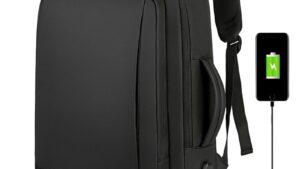 Multifunctional Laptop Backpack - Holds Up to 15.6" Laptops & Tablets - Oxford Textile - Waterproof - Recharge USB Port - Business Casual Design - Expandable 55 L  - International Travel Carry On Approved - Anti-theft Back Pocket - BLACK Anti-theft Multifunctional Laptop Backpack Travel Approved