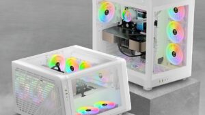 NESO WW RGB Gaming Case WHITE GAMDIAS NESO P1 WW RGB Dual-Chamber Tempered Glass Gaming PC Case