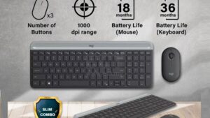 920-009180 Logitech MK470 Slim Wireless Keyboard Mouse Logitech MK470 Slim Wireless Keyboard and Mouse Combo - Modern Compact Layout