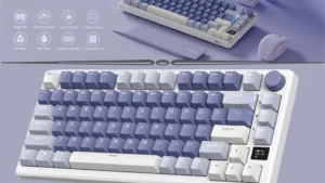 RKM75-OCEAN-SILVER ROYAL KLUDGE RKM75 81KEYS / SILVER SWITCH / OCEAN BLUE RGB TRI-MODES SWAPPABLE KEYBOARD RK ROYAL KLUDGE M75 Mechanical Keyboard