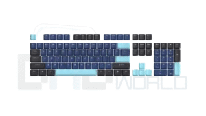 MARVO KP-01 Dark Blue Black Cyan Keycap Set | PBT Double Injection | OEM Height 12mm | 104 Keys + 20 Supplementary | Stepped Layout | Fits Multiple Keyboard Sizes