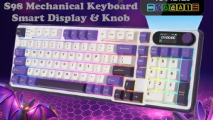 RKS98-BLACKBERR-BLUE ROYAL KLUDGE RKS98 98KEYS / BLUE SWITCH / BLACKBERRY RGB (3C) W-W-B SWAPPABLE KB RK Royal Kludge S98 96% Wireless Mechanical Keyboard With Smart Display