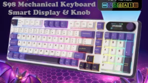 RKS98-BLACKBERR-BROW ROYAL KLUDGE RKS98 98KEYS / BROWN SWITCH / BLACKBERRY RGB (3C) W-W-B SWAPPABLE KB RK Royal Kludge S98 96% Wireless Mechanical Keyboard With Smart Display