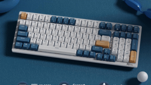 Royal Kludge RK98 | RGB Tri-Mode Mechanical Keyboard | 100 Keys | Hot-Swappable | Wired, Bluetooth & 2.4GHz Wireless | 3750mAh Battery | Klein Blue - Blue Switch
