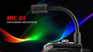 Marvo MIC-05 USB Powered Microphone – Omnidirectional, Volume Control, Compatible with PC, Laptop, Smartphone, Black