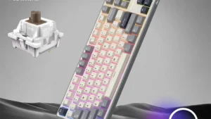 RKR87PRO-GREY-BROWN ROYAL KLUDGE RKR87 PRO 88KEYS / BROWN SWITCH / HALF GREY RGB WIRED SWAPPABLE KEYBOARD RK ROYAL KLUDGE R87 Pro Wired Gaming Keyboard Gasket Mechanical Keyboard RGB Hot Swappable Knob Backlit Gaming Keyboard 88 Keys TKL Gasket Mounted Custom Keyboard with QMK/VIA Brown Switch