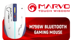 MARVO M796W White Wireless Gaming Mouse | 2.4G + Bluetooth Dual Mode | 6D Programmable Buttons | 4 DPI Levels | RGB Lighting | 500mAh Rechargeable Battery | Ergonomic Design