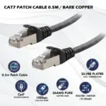 0.5m Cat7 SFTP Shielded Ethernet LAN Patch Cable With Silver Plated RJ45 Connectors, 26AWG Copper Wire, 10Gbps Speed, 600MHz Bandwidth, LSZH Jacket, Snagless RJ45 Design