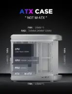 ASIAHORSE Perseus Mid Tower ATX Case – Dual-Chamber Design, Panoramic Curved Glass, Type-C I/O, 360mm Water Cooling Support, 9 Fan Slots, Robust SPCC Steel Frame, White - Image 8